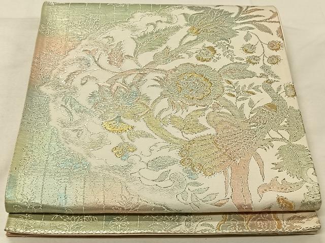 平和屋着物◎六通柄袋帯　更紗花文　金銀糸　正絹　逸品　CAAV7206qv