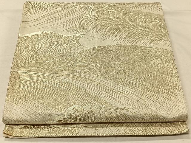 平和屋着物◎西陣　六通柄袋帯　立波文　金糸　正絹　逸品　CAAV7214qv