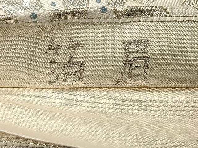 平和屋着物◎六通柄袋帯　箔眉　源氏車重ね　銀彩　正絹　逸品　CAAV7215qv