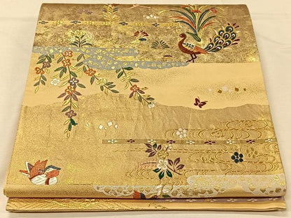 平和屋着物◎六通柄袋帯　唐織　正倉院段文　金糸　正絹　逸品　CAAV7238qv
