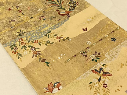 平和屋着物◎六通柄袋帯　唐織　正倉院段文　金糸　正絹　逸品　CAAV7238qv