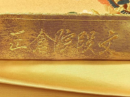 平和屋着物◎六通柄袋帯　唐織　正倉院段文　金糸　正絹　逸品　CAAV7238qv