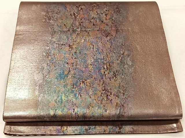 平和屋着物◎六通柄袋帯 霞文 引箔 正絹 逸品 CAAV7253qv