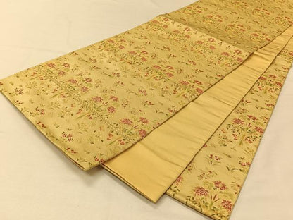平和屋着物◎六通柄袋帯 更紗花文 金糸 正絹 逸品 CAAV7260qv