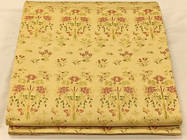 平和屋着物◎六通柄袋帯 更紗花文 金糸 正絹 逸品 CAAV7260qv