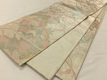 平和屋着物◎900織特選佐賀錦 六通柄袋帯 花鳥文 金銀糸 正絹 逸品 CAAV7272qv