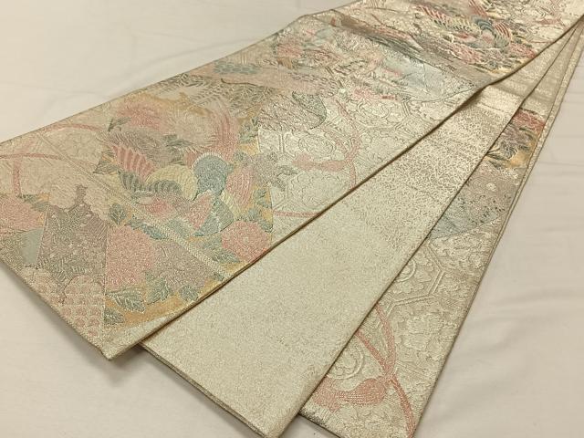 平和屋着物◎900織特選佐賀錦 六通柄袋帯 花鳥文 金銀糸 正絹 逸品 CAAV7272qv
