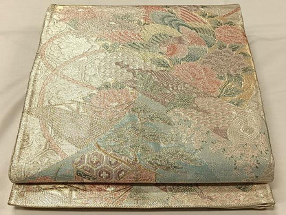 平和屋着物◎900織特選佐賀錦 六通柄袋帯 花鳥文 金銀糸 正絹 逸品 CAAV7272qv