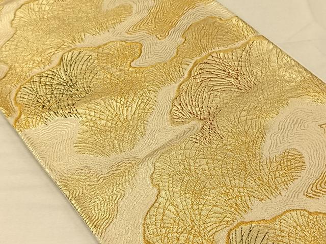 平和屋着物◎六通柄袋帯 流水芝文 金糸 正絹 逸品 CAAV7274qv