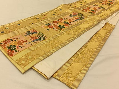 平和屋着物◎六通柄袋帯 唐織 竹 枝葉文 金糸 正絹 逸品 CAAV7276qv