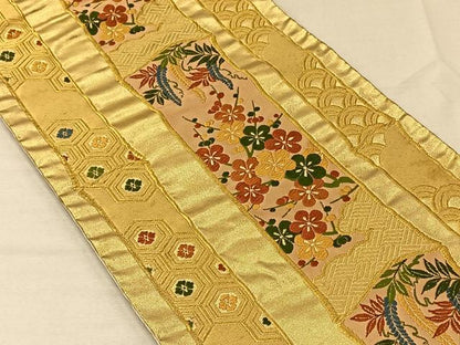 平和屋着物◎六通柄袋帯 唐織 竹 枝葉文 金糸 正絹 逸品 CAAV7276qv