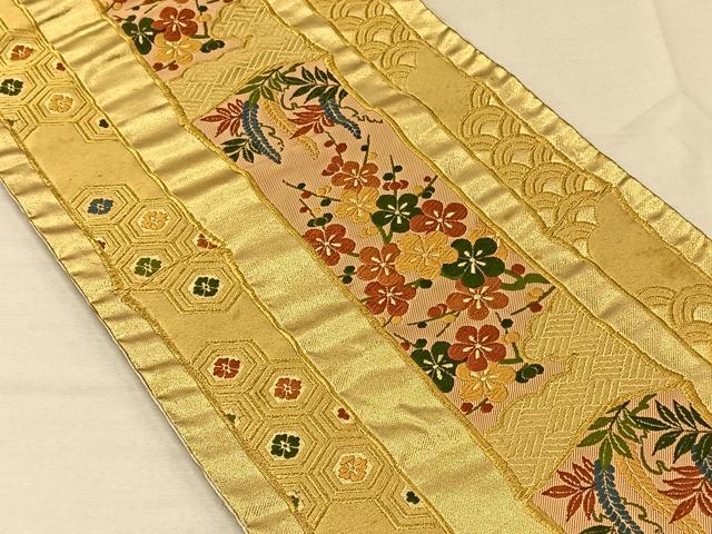 平和屋着物◎六通柄袋帯 唐織 竹 枝葉文 金糸 正絹 逸品 CAAV7276qv