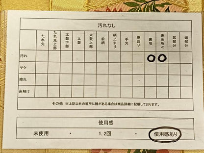 平和屋着物◎六通柄袋帯 唐織 竹 枝葉文 金糸 正絹 逸品 CAAV7276qv