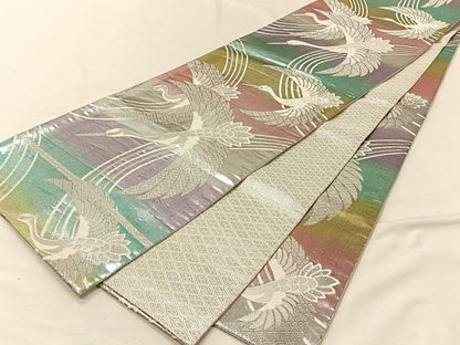 平和屋着物◎佐賀錦　全通柄袋帯　飛鶴文　正絹　逸品　CAAV7287qv