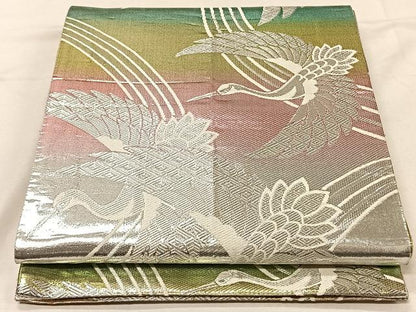 平和屋着物◎佐賀錦　全通柄袋帯　飛鶴文　正絹　逸品　CAAV7287qv