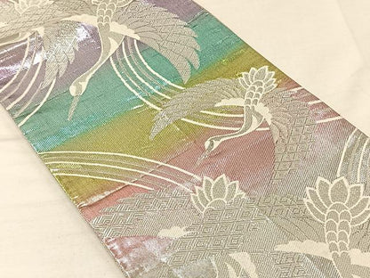 平和屋着物◎佐賀錦　全通柄袋帯　飛鶴文　正絹　逸品　CAAV7287qv