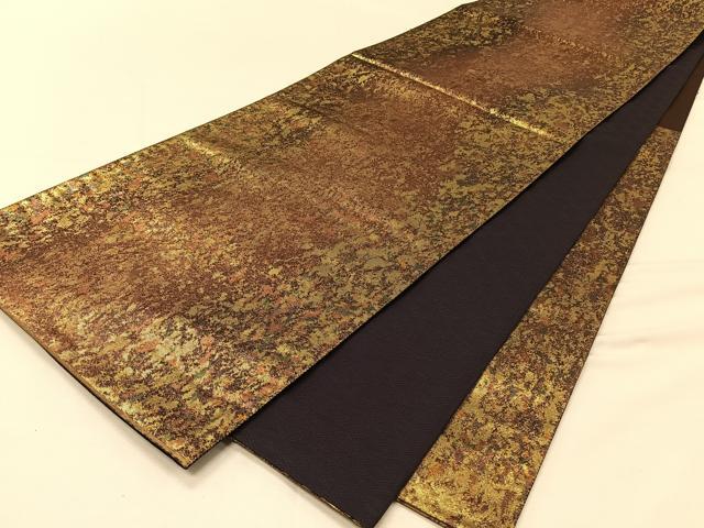平和屋着物◎六通柄袋帯　霞文　引箔　正絹　逸品　CAAV7291qv