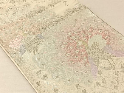 平和屋着物◎六通柄袋帯　唐織　双孔雀文　金銀糸　正絹　逸品　CAAV7293qv