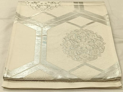 平和屋着物◎六通柄袋帯　唐織　亀甲花文　正絹　逸品　CAAV7295qv