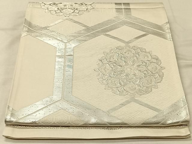 平和屋着物◎六通柄袋帯　唐織　亀甲花文　正絹　逸品　CAAV7295qv
