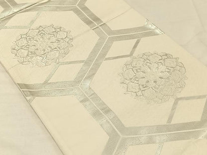 平和屋着物◎六通柄袋帯　唐織　亀甲花文　正絹　逸品　CAAV7295qv