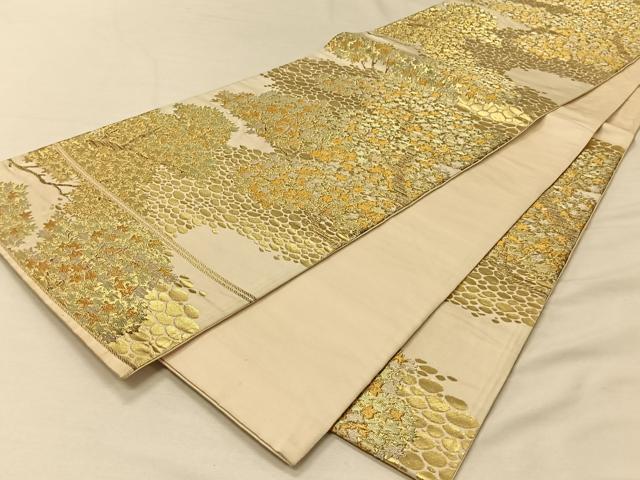 平和屋着物◎六通柄袋帯　樹林紋　金糸　正絹　逸品　CAAV7296qv