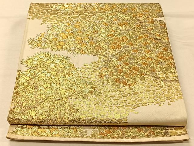 平和屋着物◎六通柄袋帯　樹林紋　金糸　正絹　逸品　CAAV7296qv