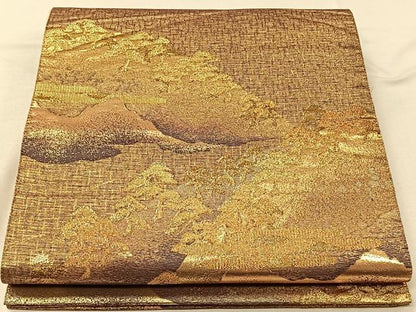 平和屋着物◎六通柄袋帯 遠山風景文 金糸 正絹 逸品 CAAV7297qv