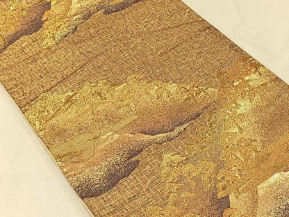 平和屋着物◎六通柄袋帯 遠山風景文 金糸 正絹 逸品 CAAV7297qv
