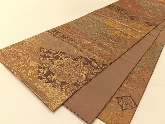 平和屋着物◎六通柄袋帯 切嵌花文 正絹 逸品 CAAV7310qv