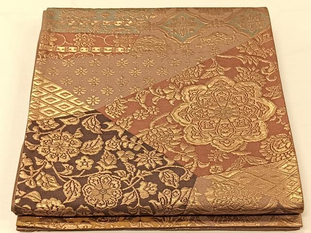 平和屋着物◎六通柄袋帯 切嵌花文 正絹 逸品 CAAV7310qv