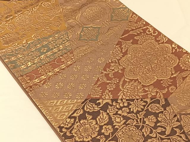 平和屋着物◎六通柄袋帯 切嵌花文 正絹 逸品 CAAV7310qv