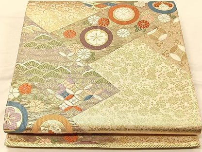 平和屋着物◎六通柄袋帯　唐織　吉祥花文　金糸　正絹　逸品　CAAV7317qv