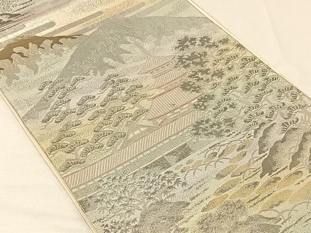 平和屋着物◎六通柄袋帯 風景文 錦プラチナ箔 正絹 逸品 CAAV7318qv