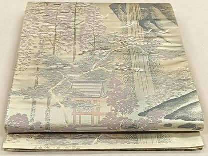 平和屋着物◎六通柄袋帯 唐織 風景文 銀糸 正絹 逸品 CAAV7524qv