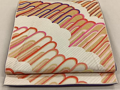 平和屋着物◎六通柄袋帯 唐織 雲取り文 金糸 正絹 逸品 CAAV7543qv