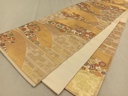 平和屋着物◎六通柄袋帯 唐織 地紙吉祥文 金糸 正絹 逸品 CAAV7547qv
