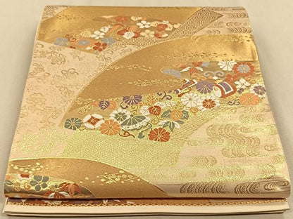 平和屋着物◎六通柄袋帯 唐織 地紙吉祥文 金糸 正絹 逸品 CAAV7547qv