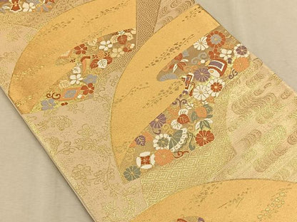 平和屋着物◎六通柄袋帯 唐織 地紙吉祥文 金糸 正絹 逸品 CAAV7547qv
