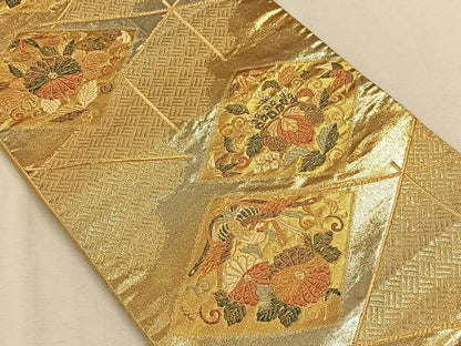平和屋着物◎六通柄袋帯 鳳凰花菱文 正絹 逸品 CAAV7555qv