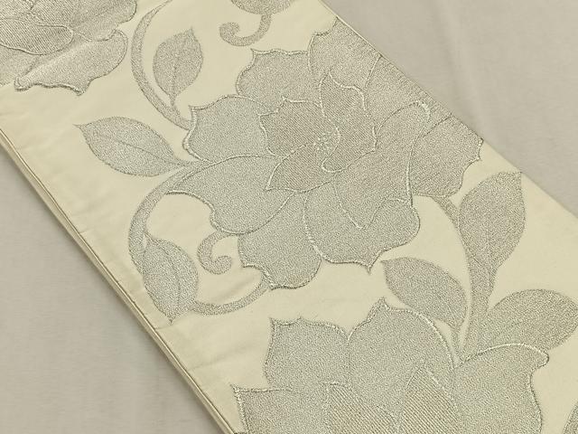 平和屋着物◎六通柄袋帯 花唐草文 銀糸 正絹 逸品 CAAV7556qv