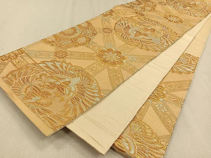 平和屋着物◎六通柄袋帯 花鳥丸文 金銀糸 正絹 逸品 CAAV7564qv