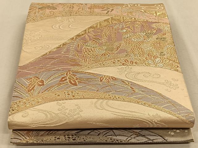 平和屋着物◎六通柄袋帯 花鳥文 金銀糸 正絹 逸品 CAAV7565qv