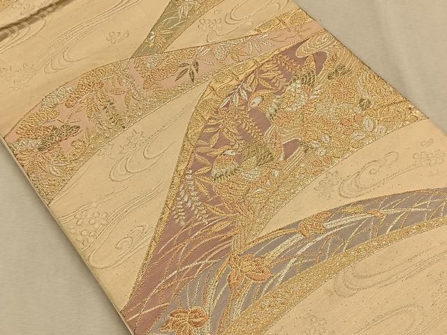 平和屋着物◎六通柄袋帯 花鳥文 金銀糸 正絹 逸品 CAAV7565qv
