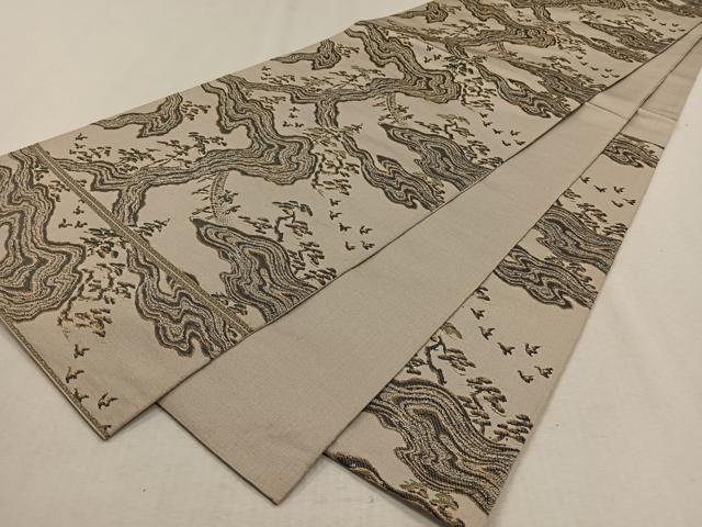平和屋着物◎六通柄袋帯　風景文　金糸　正絹　逸品　CAAV7587qv