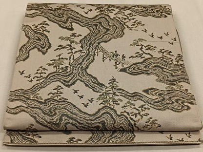 平和屋着物◎六通柄袋帯　風景文　金糸　正絹　逸品　CAAV7587qv