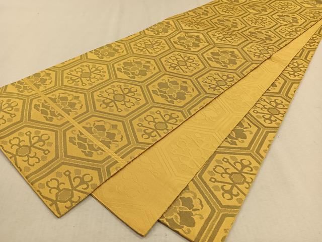 平和屋着物◎西陣　全通柄　本袋帯　亀甲花文　正絹　逸品　CAAV7591qv
