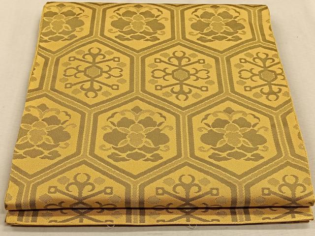 平和屋着物◎西陣　全通柄　本袋帯　亀甲花文　正絹　逸品　CAAV7591qv