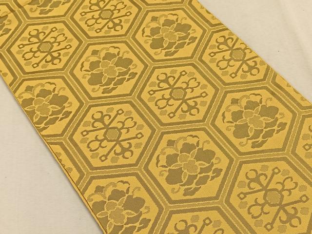 平和屋着物◎西陣　全通柄　本袋帯　亀甲花文　正絹　逸品　CAAV7591qv