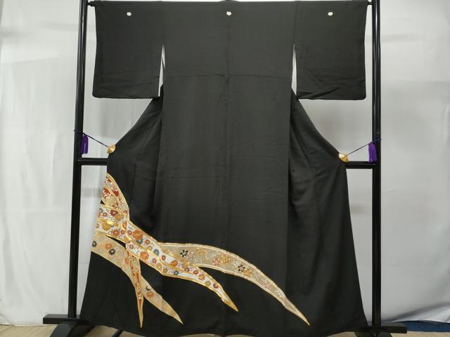 平和屋着物■豪華黒留袖　駒刺繍　芝草花唐草文　金彩　高島屋扱い　正絹　逸品　CAAV7686fb